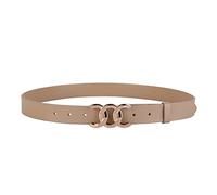 MoYoTo Women’s 2.8cm Wide Leather Belt Fashion Gold Buckle Belts for Jeans Dresses Ladies Waist Belt, Apricot, Large