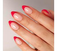 MOYOU LONDON Gel Press On Nails - Elegant Short Almond French Tip False Nails, Long-lasting & Comfortable Soft Fake Nails with Glue, Reusable Natural Stick On Nails for Women, 32 Pcs in 16 Sizes