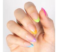 MOYOU LONDON Gel Press On Nails - Elegant Short Almond French Tip False Nails, Long-lasting & Comfortable Soft Fake Nails with Glue, Reusable Natural Stick On Nails for Women, 32 Pcs in 16 Sizes