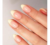 MOYOU LONDON Gel Press On Nails - Elegant Short Almond French Tip False Nails, Long-lasting & Comfortable Soft Fake Nails with Glue, Reusable Natural Stick On Nails for Women, 32 Pcs in 16 Sizes