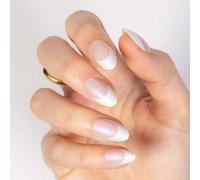 MOYOU LONDON Gel Press On Nails - Elegant Short Almond French Tip False Nails, Long-lasting & Comfortable Soft Fake Nails with Glue, Reusable Natural Stick On Nails for Women, 32 Pcs in 16 Sizes