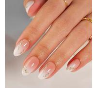 MOYOU LONDON Gel Press On Nails - Elegant Short Almond Shape, Long-lasting & Comfortable Soft Fake Nails with Glue, Reusable Natural Stick On Nails for Women, 32 Pcs in 16 Sizes