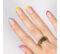 MOYOU LONDON Gel Press On Nails - Elegant Short Oval French Tip False Nails, Long-lasting & Comfortable Soft Fake Nails with Glue, Reusable Natural Stick On Nails for Women, 32 Pcs in 16 Sizes