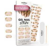 MOYOU LONDON Semi Cured Gel Nail Strips - 20 Pcs. Waterproof Gel Nail Wraps, Cures in Sunlight or UV/LED Lamp, Lasts Up to 2+ Weeks, Stretchable, Easy to Apply & Remove, Vegan & Cruelty-Free