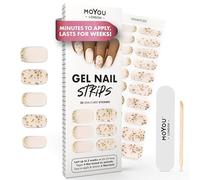 MOYOU LONDON Semi Cured Gel Nail Strips - 20 Pcs. Waterproof Gel Nail Wraps, Cures in Sunlight or UV/LED Lamp, Lasts Up to 2+ Weeks, Stretchable, Easy to Apply & Remove, Vegan & Cruelty-Free
