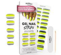 MOYOU LONDON Semi Cured Gel Nail Strips - 20 Pcs. Waterproof Gel Nail Wraps, Cures in Sunlight or UV/LED Lamp, Lasts Up to 2+ Weeks, Stretchable, Easy to Apply & Remove, Vegan & Cruelty-Free