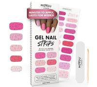 MOYOU LONDON Semi Cured Gel Nail Strips - 20 Pcs. Waterproof Gel Nail Wraps, Cures in Sunlight or UV/LED Lamp, Lasts Up to 2+ Weeks, Stretchable, Easy to Apply & Remove, Vegan & Cruelty-Free