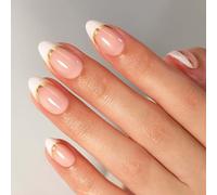 MOYOU LONDON Soft Gel Press On Nails - Short Almond French Tip False Nails with Glue, 32 Pcs in 16 Sizes, Reusable & Long-Lasting Natural Stick On Nails for Women, French Kissed & Rich