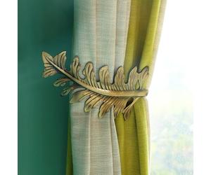 MoYouno 1 Pair Rustic Curtain Holdbacks, Decorative Tiebacks Hooks, Vintage Curtain Holdback, Large Leaf Design Tie Backs, Bronze