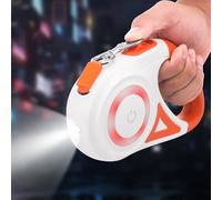 MoYouno 5M Retractable Dog Leash,Heavy Duty Pet Lead Durable Dog Leash Automatic Extendable for Small Medium Large Breed Dogs Up to 16ft 66lbs, Extendable dog lead with Led Lights（Orange）