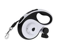 MoYouno 8M Long Retractable Dog Leash with Poo Bag Holder, Heavy Duty Pet Lead - Automatic Extendable Dog Training Leash with Floodlight (Black)