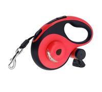 MoYouno 8M Retractable Dog Leash with Poo Bag Holder, Heavy Duty Pet Lead - Automatic Extendable Dog Training Leash with Floodlight (Red)