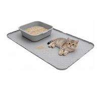 MoYouno large Cat Litter Mat 86x56cm,Silicone Cat Litter Mat with Raised Edges,Litter Trapping Mat,Waterproof Urine - Proof Mat, Soft on Kitty Paws, Easy to Clean (Grey, 86 * 56)