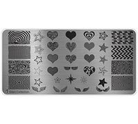 MoYou's XL Glam Plates Collection 1, Small and Big Designs, Hearts, Stars and Wings Stamping Nail Art Design Template