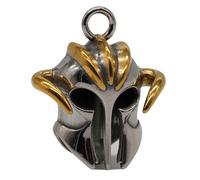 MOYOZZ Motorcycle Biker Roman Gladiator Warrior Spartan Helmet Guardian Bell Luck Gremlin Ride Bell Hanger or Lucky KeyChain (Silver-Gold)