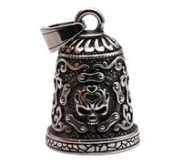 MOYOZZ Old School Biker Skull Bell - Viking Warrior Skull Motorcycle Biker Bell Hanger or Key Chain for Good Luck on The Road (Grey)