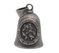 MOYOZZ Saint ST. Christopher Protect Us Motorcycle Bells W/Hanger for Bikers,Heavy Rider Bells Accessory & Key Chain for Luck (Grey)