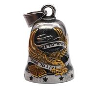 MOYOZZ US Fly Eagle Motorcycle Bells W/Hanger for Bikers,Heavy Rider Bells Accessory & Live To Ride Key Chain for Luck, M, Stainless Steel, No Gemstone