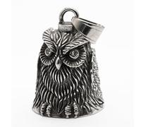 MOYOZZ Vintage Punk Lucky Bird Owl Guardian Motorcycle Bell with Hanger for Biker,Good Luck Keychain & Motorcycle Accessories, Grey, Medium