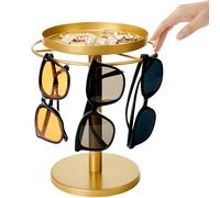 MoyRetty 360° Rotating Sunglass Organizer Storage, Stainless Steel Glasses Holder Stand, Glasses Organizer (Gold)