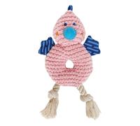 Moysoon Squeak and Crinkle 2-in-1 Plush Dog Toys for Small and Medium Dogs, Tug of War Bite and Pull Game, Soft and Durable Everyday Companion Toy, Chew-Resistant Pet Training Toy (Pink Chick)