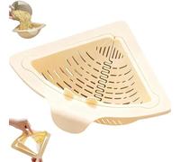 moytarcp 2026 Upgraded Magnetic Suction Triangular Tank Drain Basket - Space-Saving Corner Sink Strainer, Turn the Knob and the Bottom Will Pop up Automatically (White)