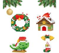 moytarcp Christmas Element Building Blocks - Santa Claus Design BuildingBlocks Set, DIY ChristmasLego Theme Ornaments, Xmas New Year Birthday Gifts (C 4Pcs)