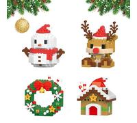 moytarcp Christmas Element Building Blocks - Santa Claus Design BuildingBlocks Set, DIY ChristmasLego Theme Ornaments, Xmas New Year Birthday Gifts (B 4Pcs)