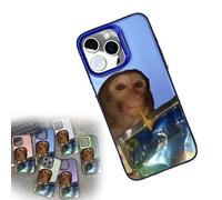 moytarcp Funny Monkey Drinking Drink Phone Case, Trendy Phone Cases Compatible for iPhone 16/15/14/13/12/11 Promax, All-Inclusived Shockproof Tpu Clear Protective Cover (12,Blue)