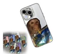 moytarcp Funny Monkey Drinking Drink Phone Case, Trendy Phone Cases Compatible for iPhone 16/15/14/13/12/11 Promax, All-Inclusived Shockproof Tpu Clear Protective Cover (12,White)