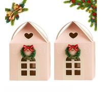 moytarcp Pink Christmas Wonderland Cottage Gift Box with Handle - 3D Pop up ChristmasHouse GiftBoxes, House ShapedGiftBoxes, Paper Treat Boxes for Holiday Party Favors (2Pcs Pink)