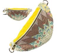 moytarcp Unique Vintage-Inspired Patchwork Quilted Sling Bag, Handmade Bohemian Patchwork Bag, Lightweight Curved PatchworkSlingBag with a cozy, grandma-inspired look (#E)