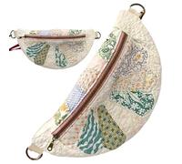 moytarcp Unique Vintage-Inspired Patchwork Quilted Sling Bag, Handmade Bohemian Patchwork Bag, Lightweight Curved PatchworkSlingBag with a cozy, grandma-inspired look (#A)