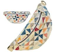 moytarcp Unique Vintage-Inspired Patchwork Quilted Sling Bag, Handmade Bohemian Patchwork Bag, Lightweight Curved PatchworkSlingBag with a cozy, grandma-inspired look (#B)