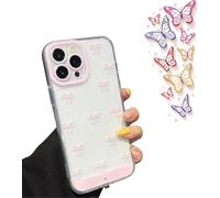 moytarcp Vibrant LED Bowknot Phone Case for iPhone 17/16/15/14/13/12/11 Plus Pro Max, Cute Glow Slim Clear VibrantPhoneCase, Full Protection Shockproof Protective Cover (15,Pink)