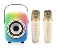 MOYU Mini Karaoke Machine for Kids: Portable Bluetooth Speaker Set with Two Wireless Microphones & Flowing Light Gifts for Girls Boys Toddler Adults Home Party