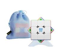 MoYu WeiLong V11 3x3 Magic Puzzle Cube Visible M 8-Level Dual Adjustment Competition Level Feel 3x3x3 Twist 3D Turning Cubes + Bag + Stand (WeiLong V11 Spring 8M Ball Core M Magic Cloth Version)