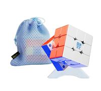 MoYu WeiLong V11 3x3 Magic Puzzle Cube Visible M 8-Level Dual Adjustment Competition Level Feel 3x3x3 Twist 3D Turning Cubes + Bag + Stand (WeiLong V11 20M Ball Core MagLev Magic Cloth Version)
