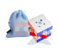 MoYu WeiLong V11 3x3 Magic Puzzle Cube Visible M 8-Level Dual Adjustment Competition Level Feel 3x3x3 Twist 3D Turning Cubes + Bag + Stand (WeiLong V11 Spring M Magic Cloth Version)