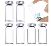 MOYWYCNO 20 Pcs 10ml Sealed Sample Vials, Clear Bottom Headspace Vial, Transparent Glass Vials with Self Healing Injection Port