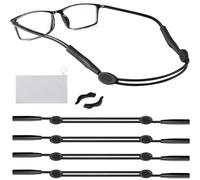 MOYWYCNO 4 Pcs Sports Glasses Strap, Adjustable Non-Slip Band for Glasses Glasses Straps for Men Sunglasses Holder Strap,Universal Glasses Cord for Men andWomen(Black)