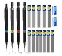MOYWYCNO 4pcs Mechanical Pencil Set 0.3/0.5/0.7/0.9mm HB with 12 Lead Refills and 2 Erasers for Sketching, Drawing and Writing