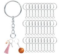 MOYWYCNO 60 Set Keychain Ring Set, Splits Key Ring Hoops with Chain, Jump Rings, for DIY Craft Tassels Resin Art Jewellery Making
