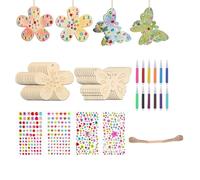 MOYWYCNO 68PCS Butterfly Arts and Crafts for Kids, End of Term Gifts for Children with Watercolor Pencils, Party Craft Set with Gemstone Stickers, Crafts for Kids for Children DIY