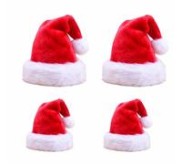 MOYWYCNO Christmas Hat 4 Pcs, Santa Hat, Santa Claus Fancy Dress Accessory Unisex, Holiday Comfort Red Velvet Extra Thicken For Christmas New Year Party Supplies