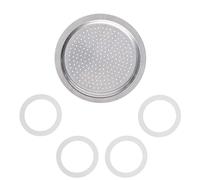 MOYWYCNO Gasket for 3 Cup Espresso Maker Includes 1 Filter and 4 Silicone Gasket Seals Parts Moka Pot Gasket Aluminium Coffee Pot Filter Replacement Spare for Stovetop Coffee Maker(150ml)