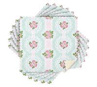 Moyyo 6 Pack Dish Cloths Set, Super Absorbent Cleaning Cloths Pink Roses And Lace Pattern Velvet Kitchen Tea Towels 28X28cm Reusable Dish Rags WashCloths for Washing Up Drying Dishes Household Cleanin