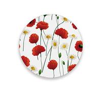 Moyyo Beautiful Daisy Poppy Flowers Coasters Glass Drink Coasters and Placemats Round Ceramic and Wooden Insulation Mats and Coasters for Drinks Coffee Cup Mug
