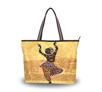 Moyyo Beautiful Dancing Indian Woman Women's Tote Bag Casual Canvas Handbag with Zip Stylish Shoulder Bag for Women Girl Ladies Reusable Bag For Work School Shopping Travel College Laptop Beach,Large