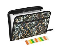 Moyyo Black Leopard Expandable File Organiser with 13 Pockets and Tabs, Document Organiser Folders for Paperwork A4, Expanding File Holder Document Wallet for Travel Office School